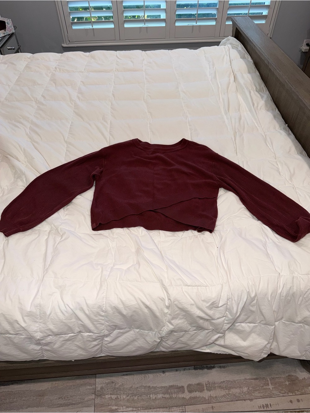 Lululemon Cropped Long-Sleeve Ribbed Sweater - Burgundy